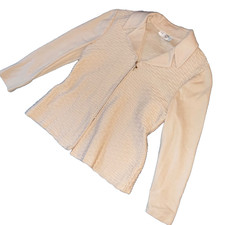 St.John Collection by Marie Gray JACKET women  s size 12 L cream novelty knit zip