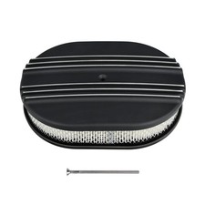 12 Aluminum Black Oval Half Finned Air Cleaner Assembly For Chevy Ford Mopar 12 Aluminum Black Oval Half Finned Air Cleaner Assembly For Chevy Ford Mopar