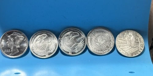 1/2 OZ .999 Fine Silver Rounds @LOT of 5 x 1/10 Oz = 1/2 OZ 💯
