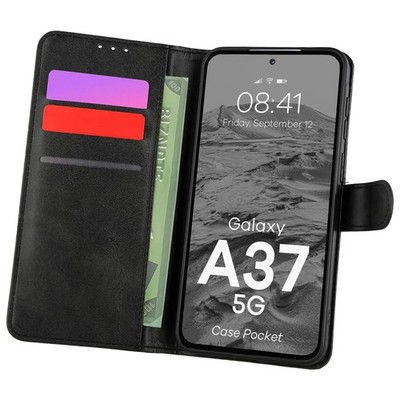 Handyhülle mit Klappe für Galaxy A37 5G Bizon Case Flip Cover Etui Hülle Schwarz