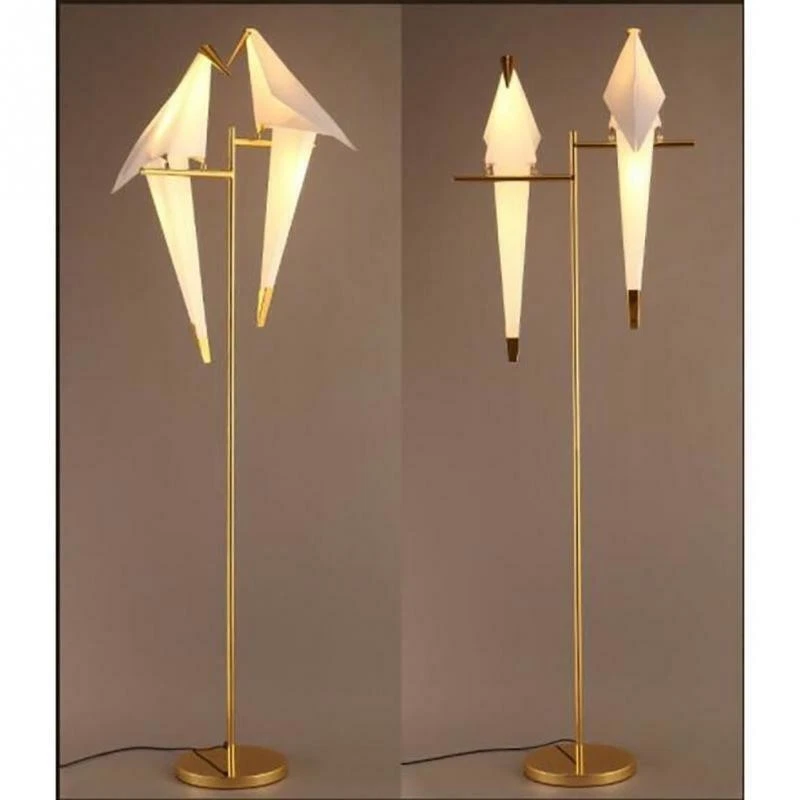 Double Crane Iron LED Lights Origami Swing Bird Bedroom Living Room Floor Lamps - Image 2 of 4