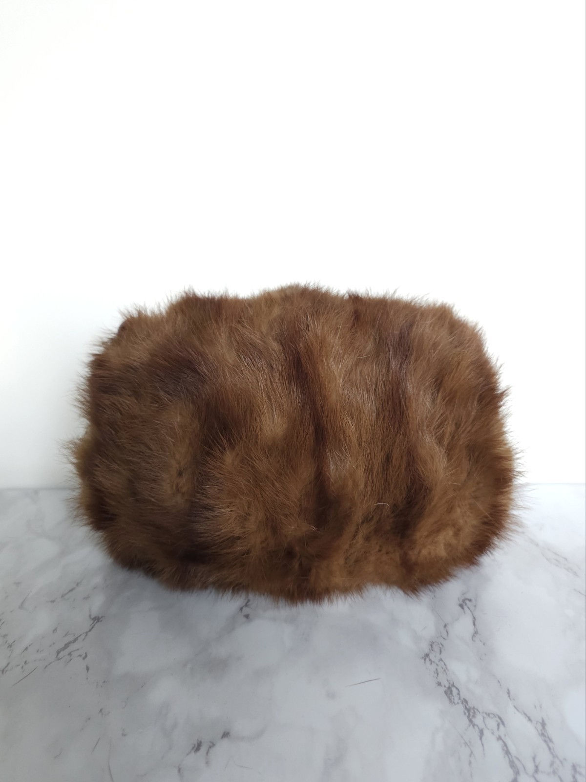 Vintage Rare Fur Hand Muff with Zip Pocket & Matching Pom-Pom 1950s 1960s image 5