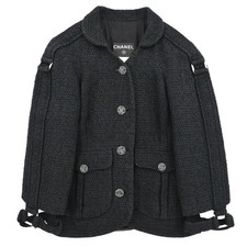 Chanel Single Breasted Jacket Black 08P #38 117622