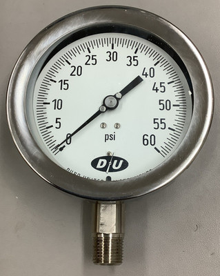 Duro 5RPK4 4207-0433-CERT Pressure Gauge 0-60PSI 4.5''Dial 1/2''NPT (B254)