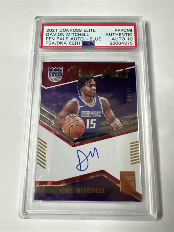 Davion Mitchell 2021-23 Donruss Elite Pen Pals Auto Blue /49 PSA Auto 10 RC