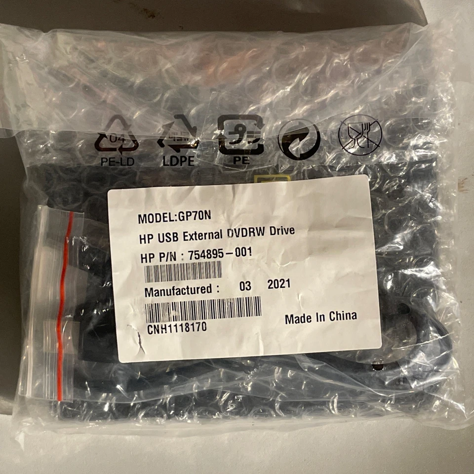 HP HEWLETT PACKARD GP70N USB EXTERNAL DVDRW DRIVE 754895-001 864979-001 - NEW! - Image 2 of 4