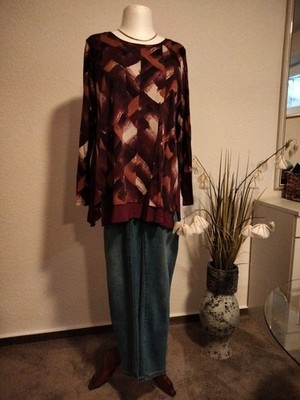 LOGO by Lori Goldstein Blusenshirt   Gr. L Weinrot Langarm