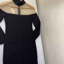  Alice + Olivia Women's Black Zahra Sheer Turtleneck Mini Dress Size 6 NWOT