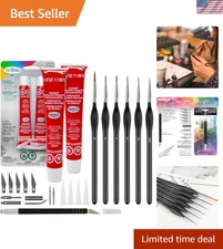Ultimate Model Builder's Toolkit: 2-Pack Glue, Paint Brushes & Precision Knife