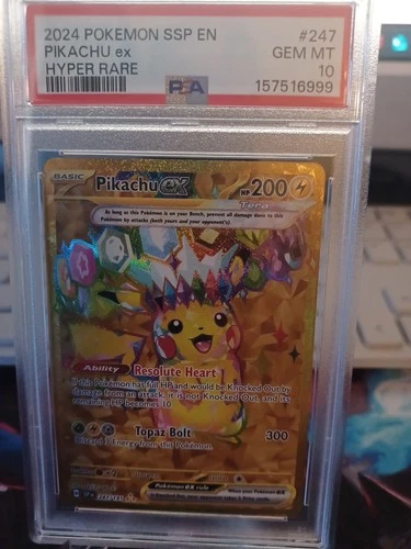Pikachu ex 219/191 Sv08: Surging Sparks Holo PSA 10