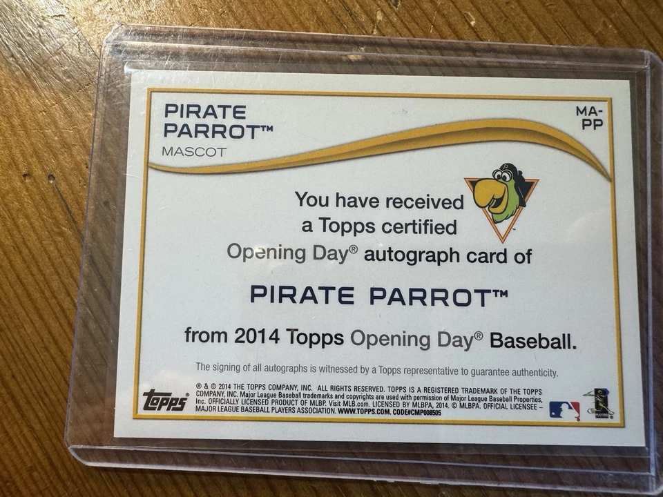 2014 Topps Opening Day - Mascots Pittsburgh Pirates #MA-PP Autographs (AU) - Image 2 of 2