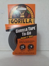 Gorilla Black Duct Tape to-Go, 1 in x 30 ft Single Roll  Pack of 1 