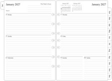 2027 Weekly Monthly Planner Refill 5-1/2 x 8-1/2 7-Hole Punched Mini Binders