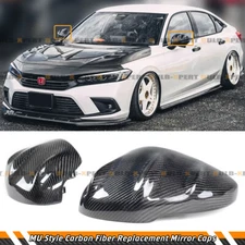 FOR 2022-2026 HONDA CIVIC M STYLE CARBON FIBER SIDE MIRROR COVER CAP REPLACEMENT