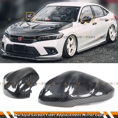 FOR 2022-2025 HONDA CIVIC M STYLE CARBON FIBER SIDE MIRROR COVER CAP REPLACEMENT