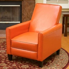 (Set of 2) Lucas Orange Leather Recliner Club Chair