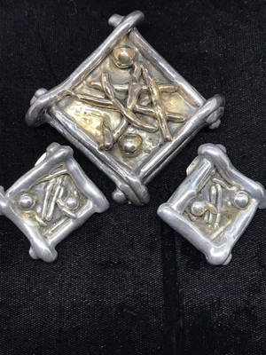 Vintage 925 Sterling Silver Electroform Signed G W Modernest 2-tone Set