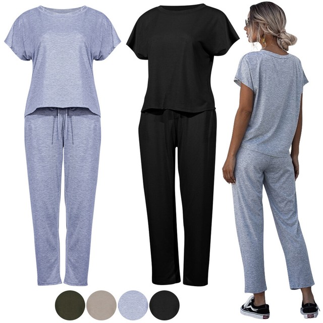 Ladies Crew Neck Baggy Loose Fit Comfortable Lounge wear New 2pcs Suit Tracksuit eBay