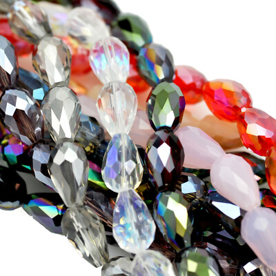 Glas Kristall Facettiert Träne Briolette Perlen für Schmuckherstellung Basteln