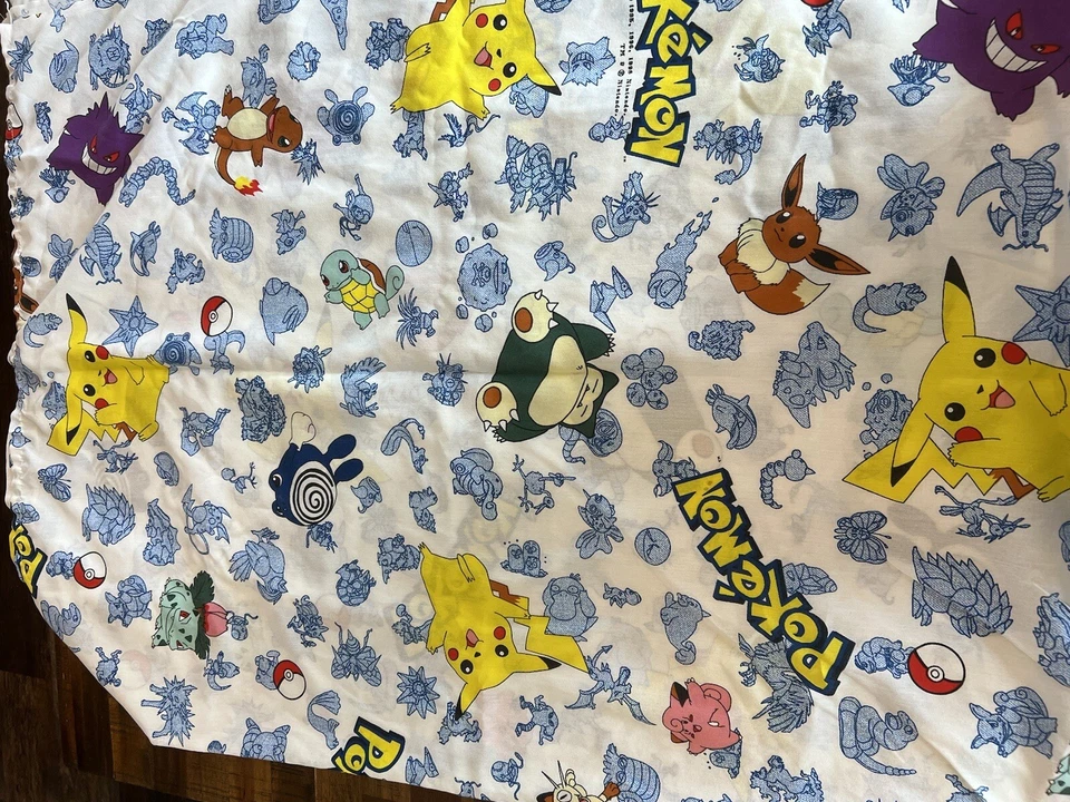 2 Piece  Pokemon Flat sheet and Fitted Sheet Nintendo Twin Size 1995 - Imagem 2 de 4