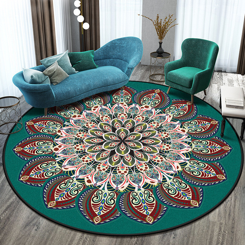 12 Color Round Rug Bohemia Non-Slip Floor Mat Carpet Mandala Soft