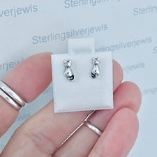 Sterling Silver Little Cat Stud Earrings, Animal Earring, Silver Kitty Cats, Kid