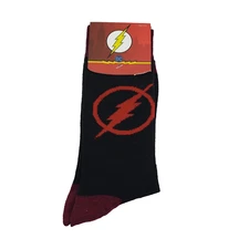 Bioworld Mens Size 10-13 DC The Flash Black Red Graphic Novelty Crew Socks 1 Pk
