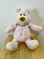 Animal Alley Pink Rattle Bear Baby Plush Diamond Weave Ribbon ToysRUs RARE 10  