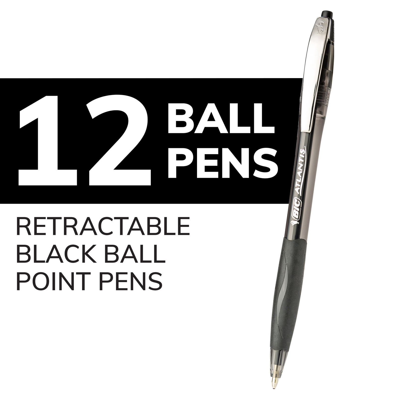 BIC Glide Black Retractable Ballpoint Pens, Medium Point (1.0mm), 12-Count,