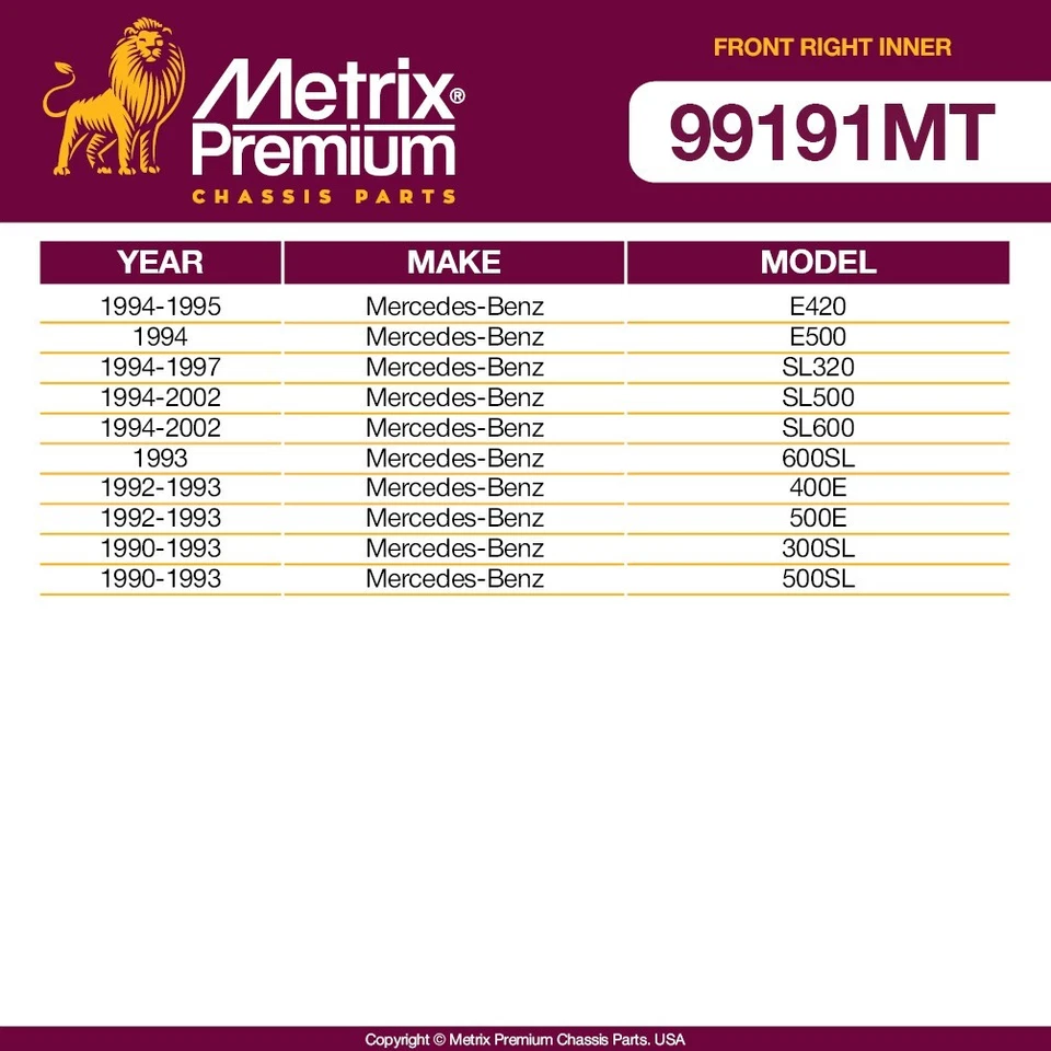 Front Inner Tie Rod Ends Set For Mercedes-Benz E500 E420 SL500 SL320 SL600 - Image 2 of 4