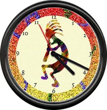 Kokopelli Southwest Art Doll Arizona New Mexico SW Native Sign Wall Clock