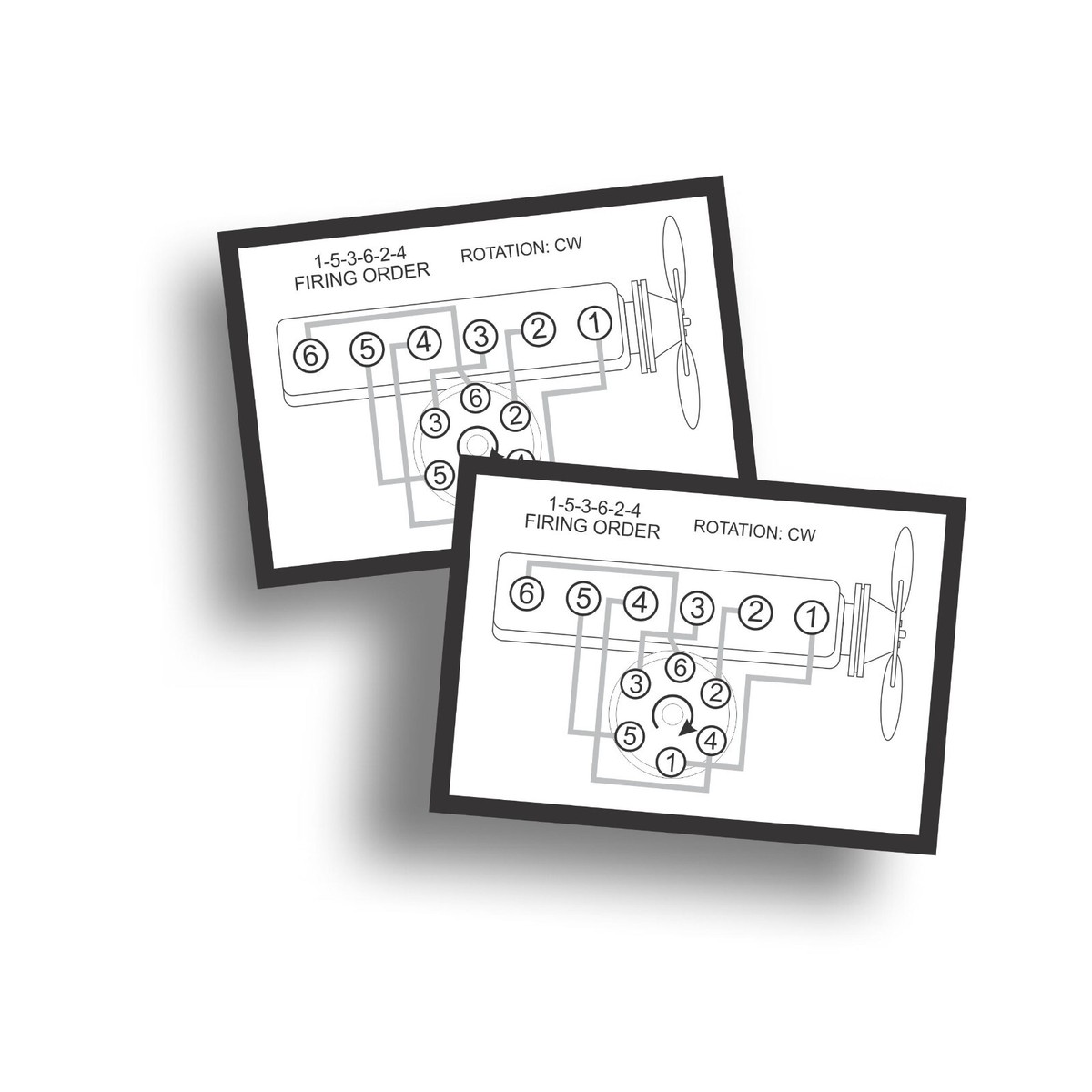Firing Order Decal 170 198 225 Slant 6 Cylinder Cyl Engine Fits