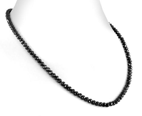 Black Diamond Beads Necklace Gorgeous 4mm Certified 18 inches SunShine - Picture 2 of 3