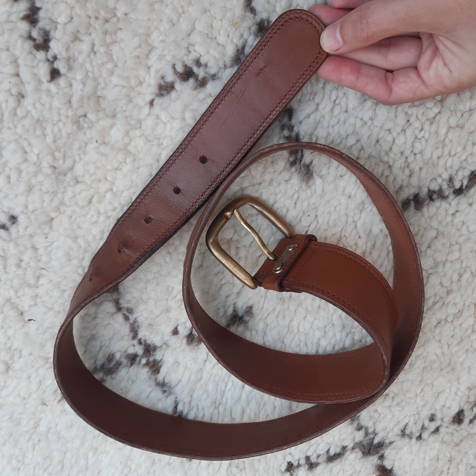 Men's Vintage Gucci Brown Leather Belt with Brass Buckle size 90/36