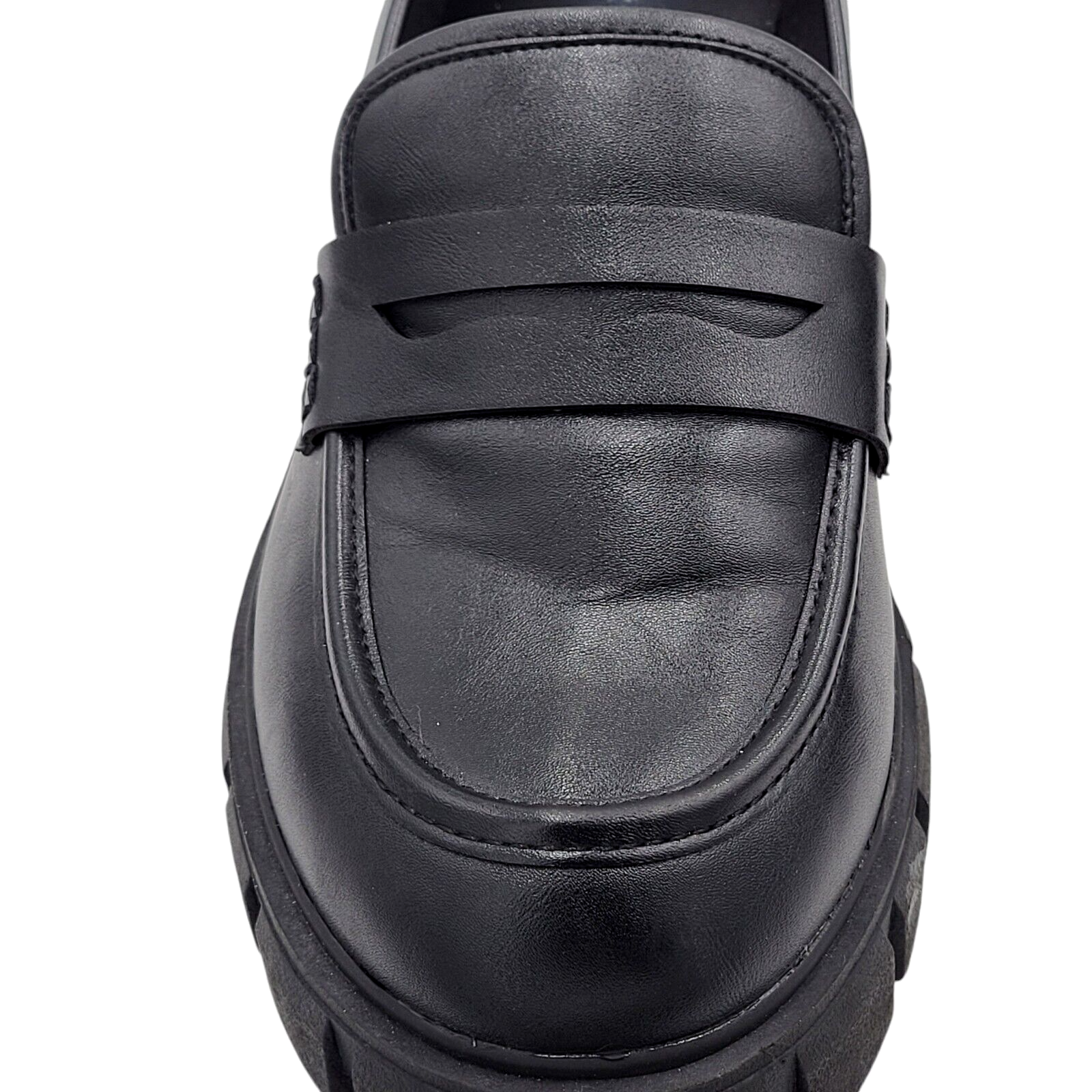 SAOLA Mocassini Torrid Penny taglia 11 5 WW neri suola grossa a strappo ecopelle PU slip on