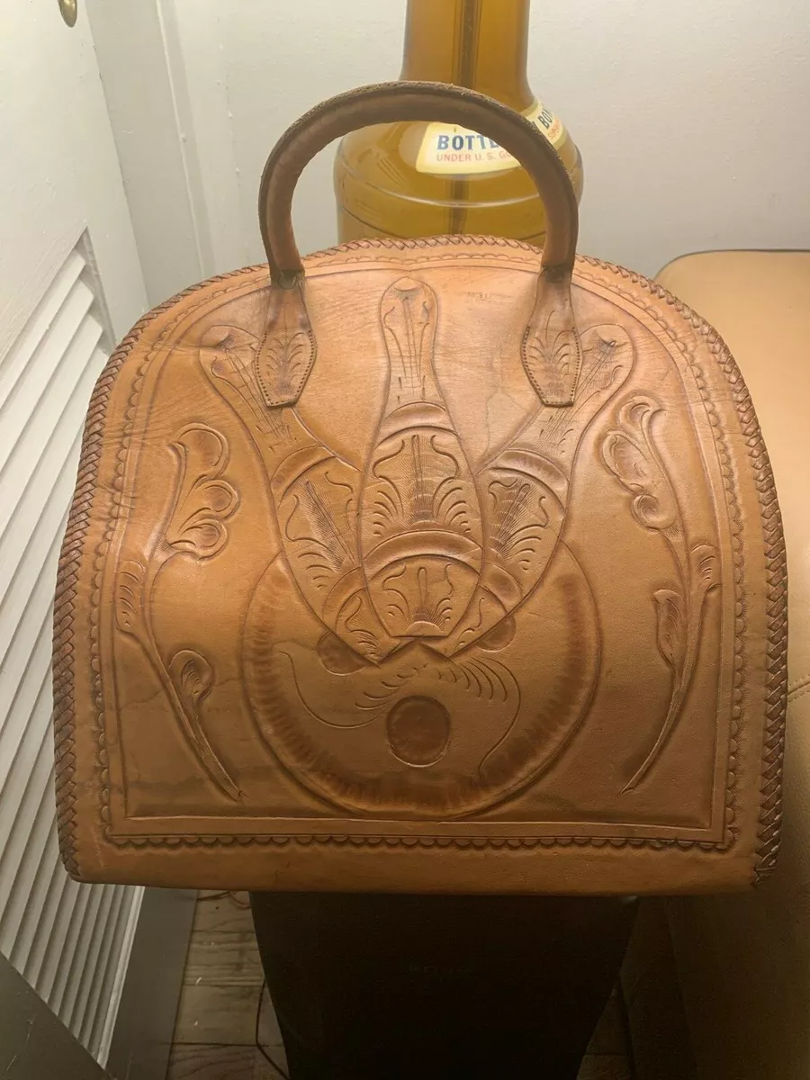 Bowling leather handbag