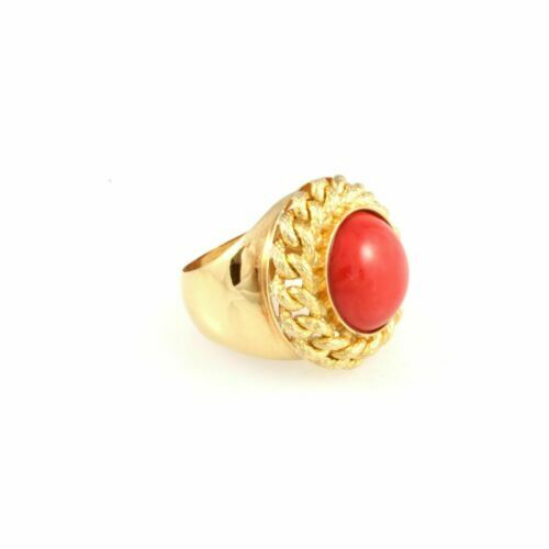 Bague Argent Massif - Petit Dôme, Pierres Rouges, Taille 54, Occasion