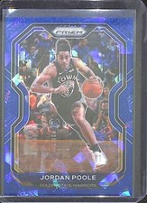 2020-21 Panini Prizm Basketball Blue Cracked Ice Prizm #147 Jordan Poole 18/125