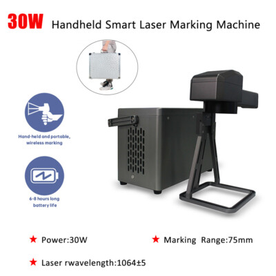 Protable 30W Wireess Handheld 75*75mm Fiber Laser Marking Machine 1064nm Marking