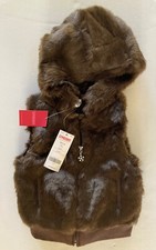 NWT Gymboree Winter Snowflake XS 3-4 Brown Faux Fur Hooded Vest 3T-4T
