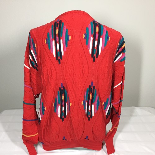 Vintage 90s Mens Medium 3D Raised Knit Sweater St Croix Cotton Biggie USA - Picture 10 of 10