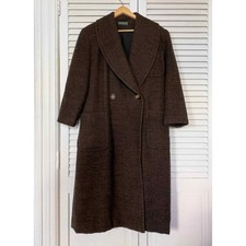 Harve Benard By Benard Holtzman Dressy Brown Wool Winter Coat, Size M-l
