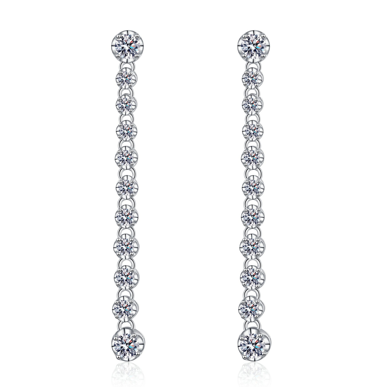 1.98 Ct Round Moissanite Tassel Drop Earrings in 925 Sterling Silver