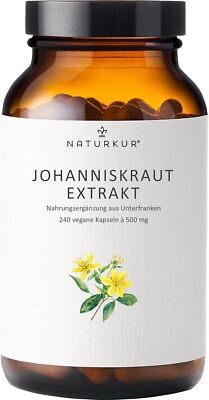 Naturkur  Johanniskraut 500 mg 10:1 Extrakt aus 5000mg Johanniskraut 240 Kapseln