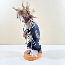 Vintage Kokopelli Kachina Doll Navajo Hunchback Flute Signed Carved Wood Figure