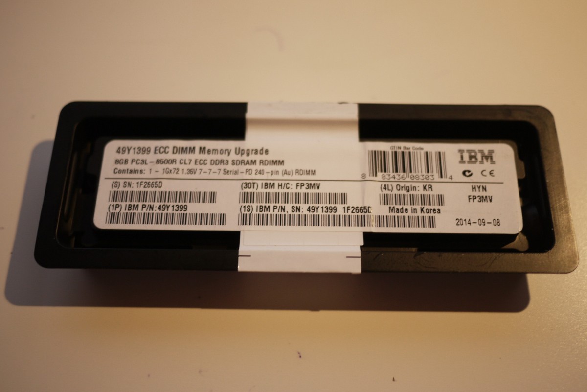 中古】IBM 49Y1399 メモリー - 8 GB - DIMM 240ピン ロープロファイル