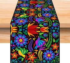 Linen Mexican Fiesta Table Runner 72 Inches Long Mexican Fiesta Themed Party ...
