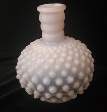 Fenton Glass French White Opalescent Hobnail Vase 5". A Must For Fenton Lovers