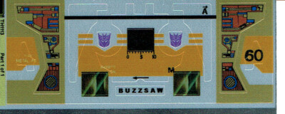 TRANSFORMERS GENERATION 1, G1 DECEPTICON BUZZSAW REPRO ETIKETTEN / AUFKLEBER