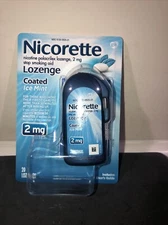 Nicorette 2 mg Lozenges coated ice meant 20 Lozenges 6/27￼